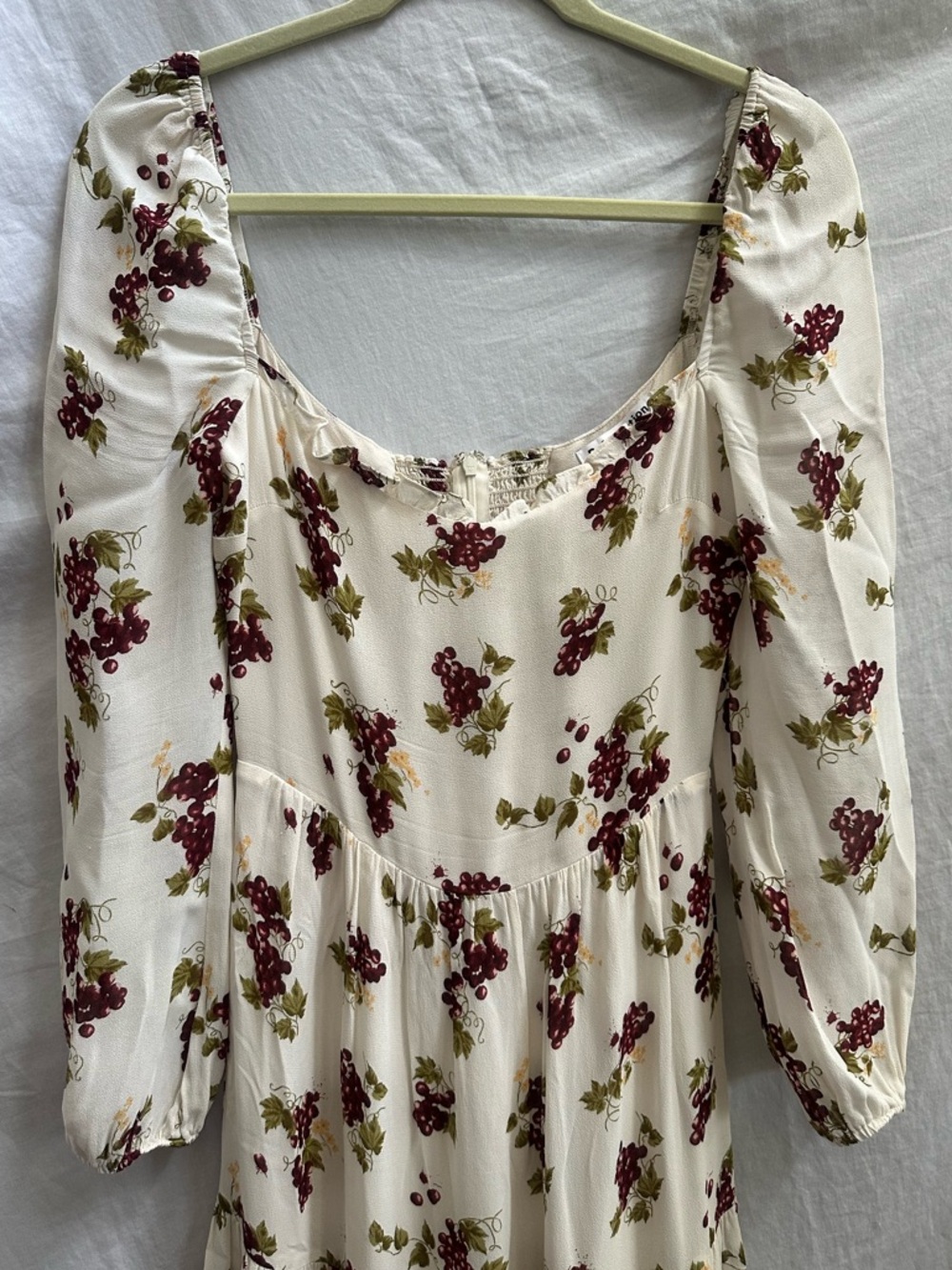 Reformation Cream Midi Dress with Burgundy Floral Print